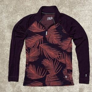 Smartwool Classic Thermal Merino Baselayer 1/4 Zip | L | Sunset Coral Palm | EUC